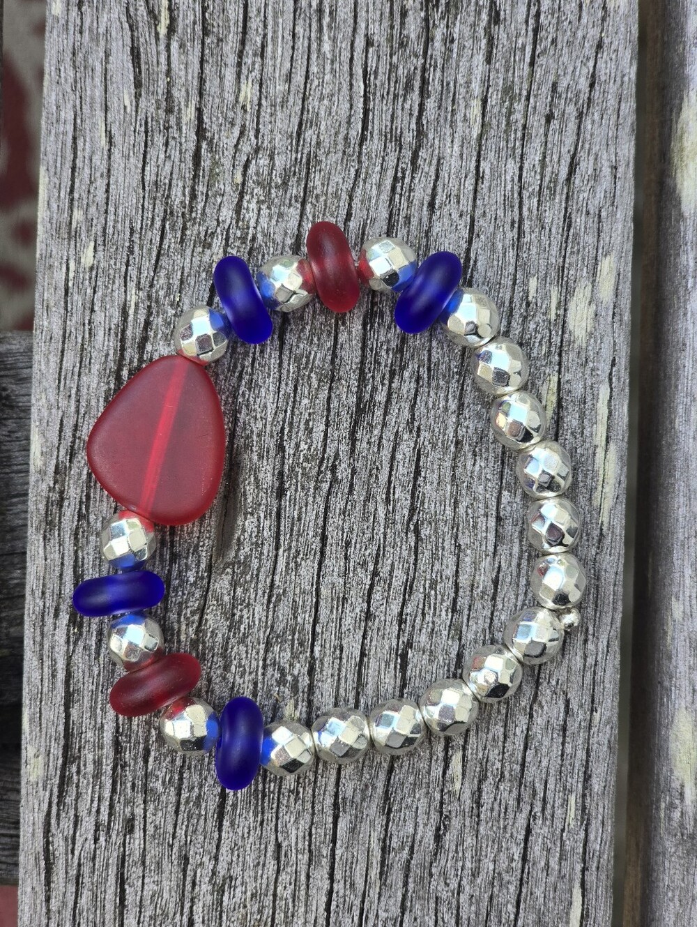 "Patriotic Seaglass Bracelet"